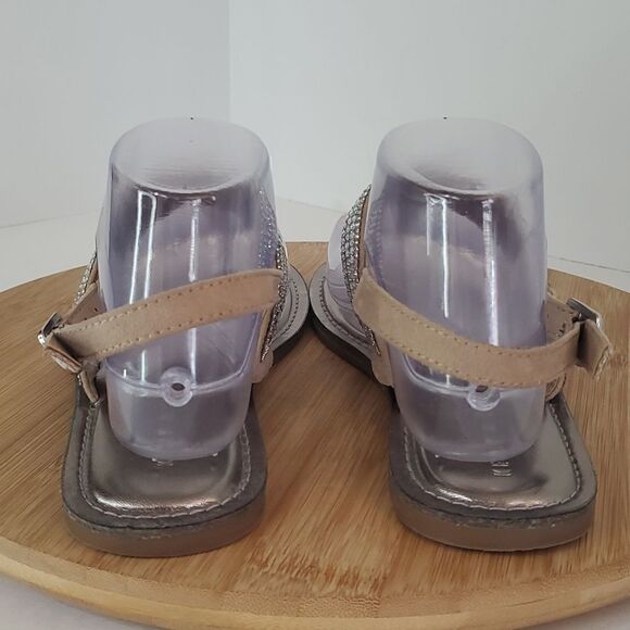 Kelly & Katie Silvya Metallic Crystal Thong Sandals Slingback Ankle Strap Size 8 - Picture 5 of 10